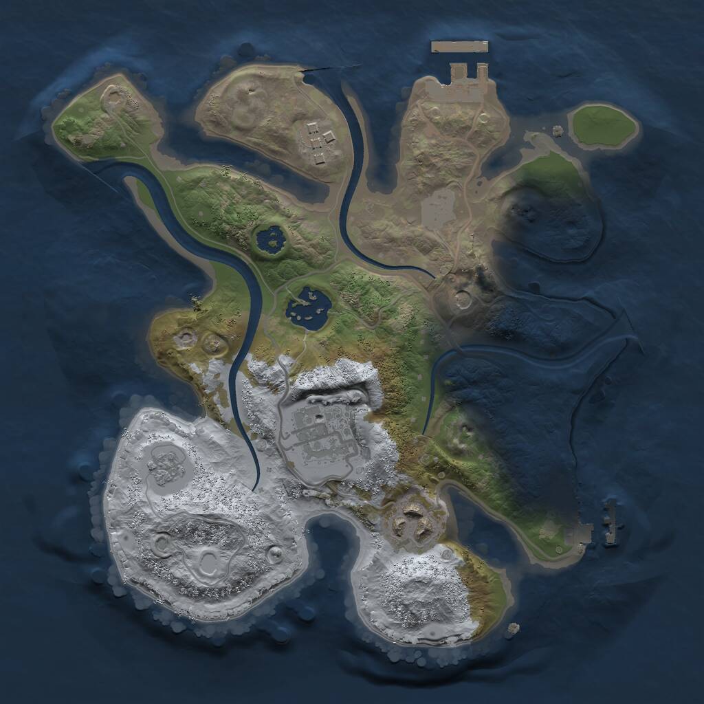 Rust Map: Procedural Map, Size: 2500, Seed: 4122, 9 Monuments