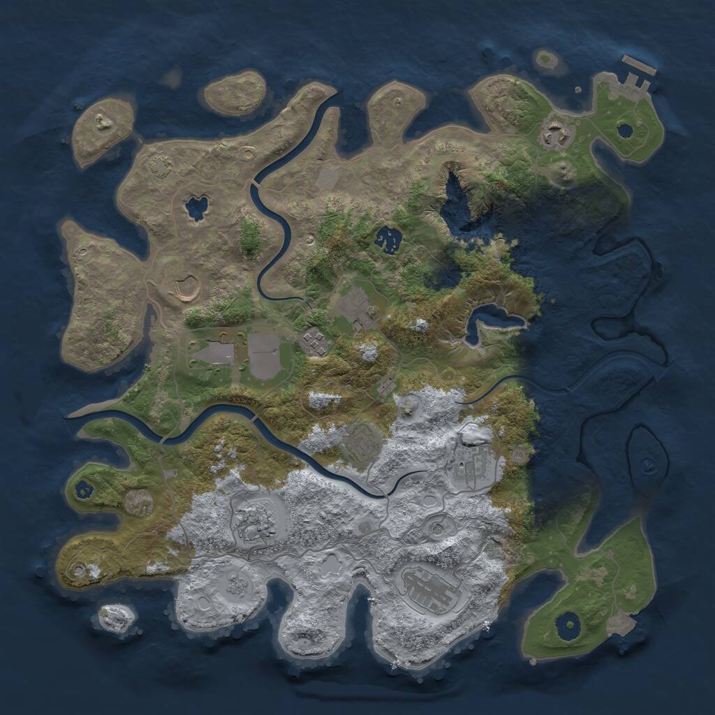 Rust Map: Procedural Map, Size: 4000, Seed: 9912, 15 Monuments