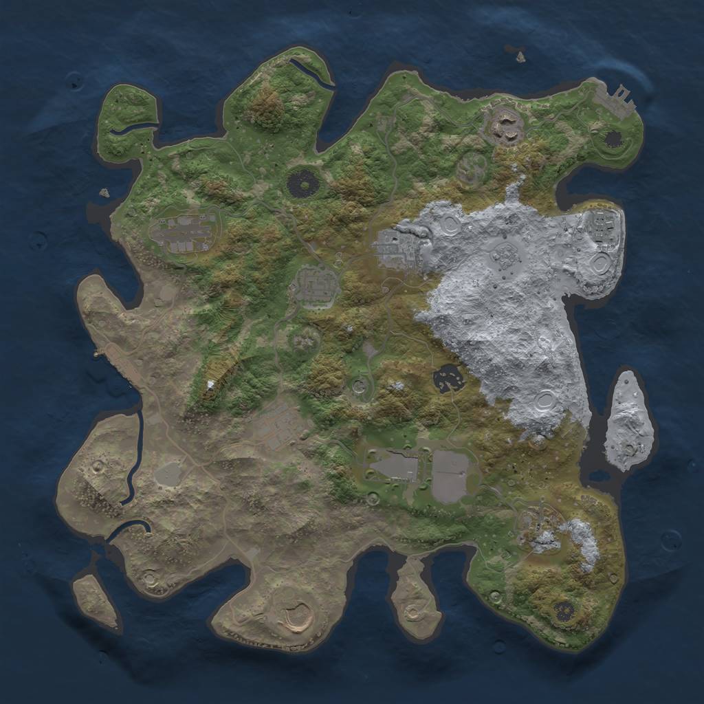 Rust Map: Procedural Map, Size: 3550, Seed: 62196590, 17 Monuments