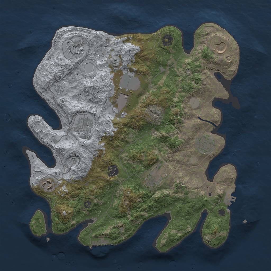 Rust Map: Procedural Map, Size: 3500, Seed: 242870028, 17 Monuments