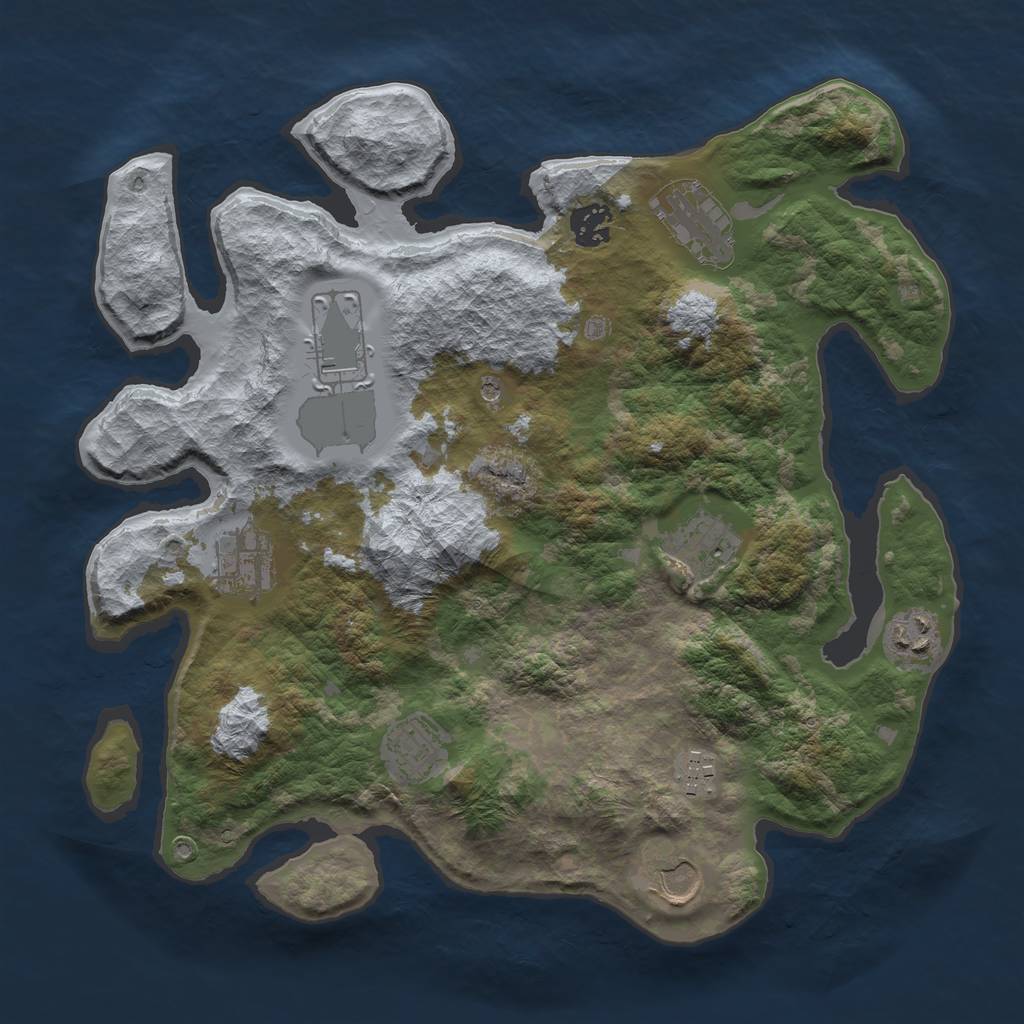 Rust Map: Barren, Size: 3500, Seed: 862671263, 12 Monuments