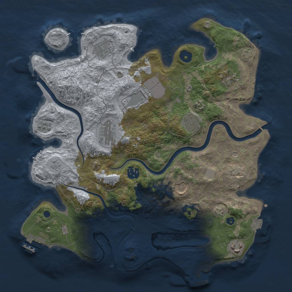 Rust Map: Procedural Map, Size: 3500, Seed: 11323, 15 Monuments