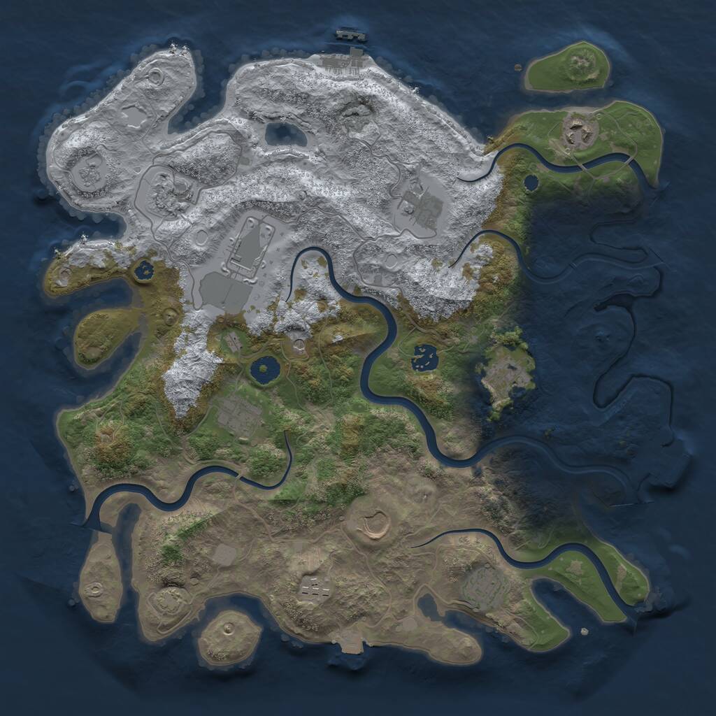 Rust Map: Procedural Map, Size: 3850, Seed: 70346029, 16 Monuments