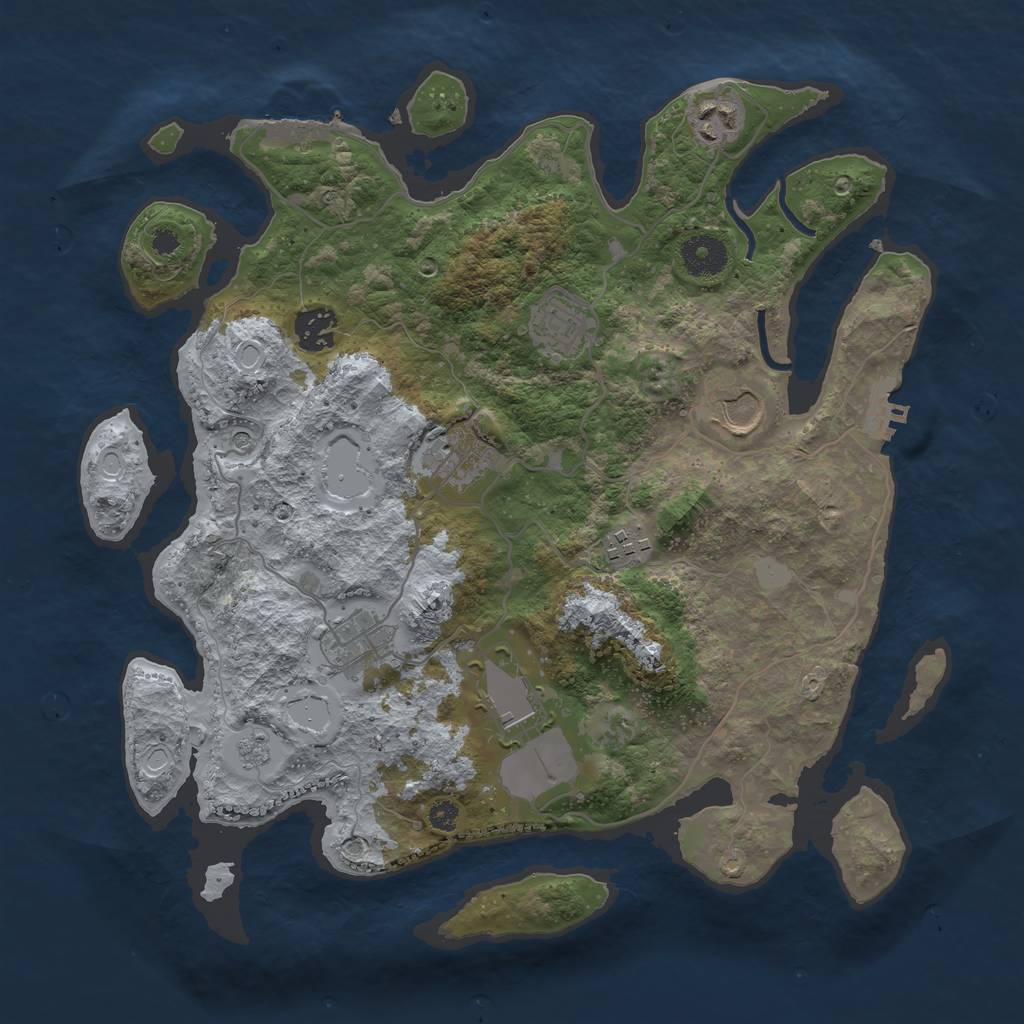 Rust Map: Procedural Map, Size: 3500, Seed: 4255, 15 Monuments