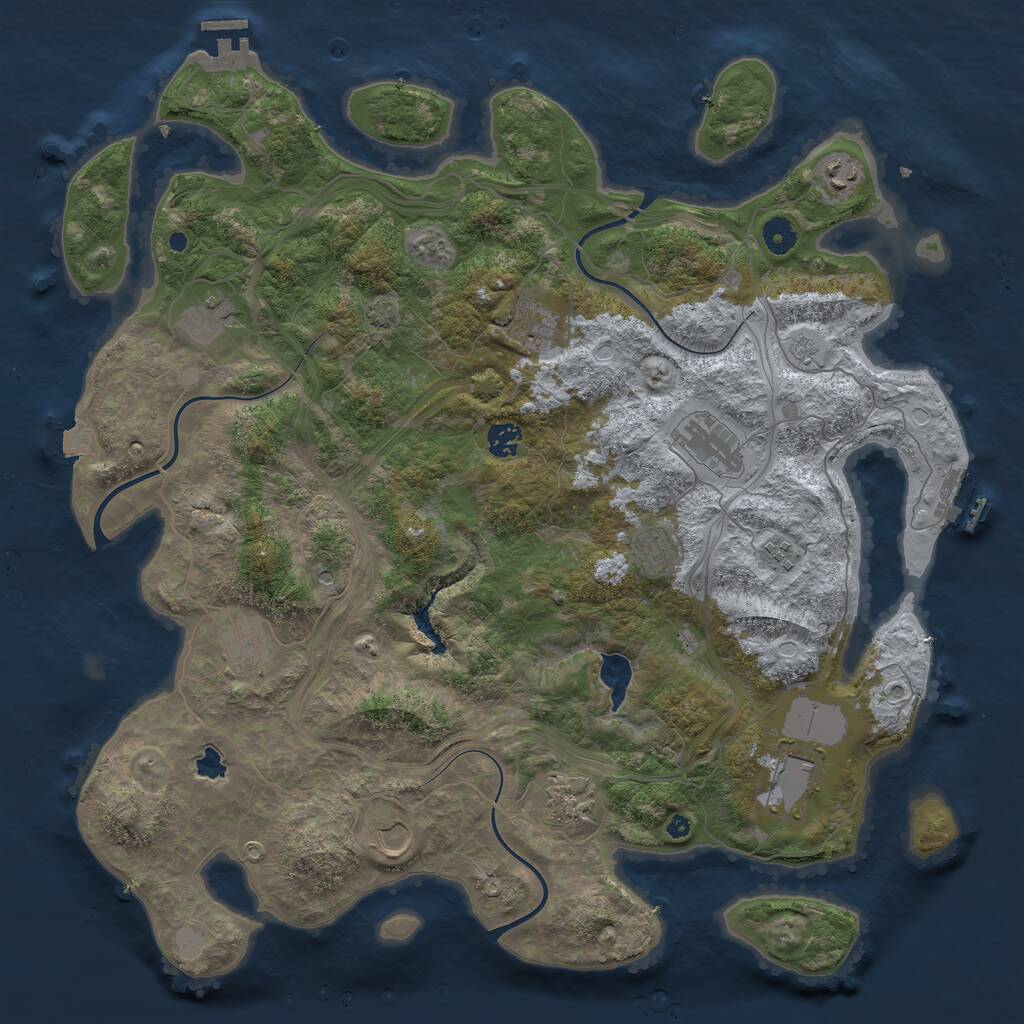 Rust Map: Procedural Map, Size: 4400, Seed: 412363519, 17 Monuments