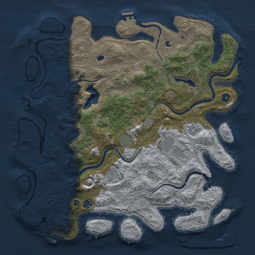 Rust Map: Procedural Map, Size: 4500, Seed: 1114492329, 12 Monuments