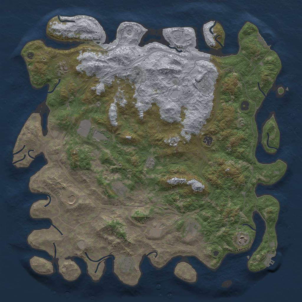 Rust Map: Procedural Map, Size: 4800, Seed: 1225927481, 20 Monuments