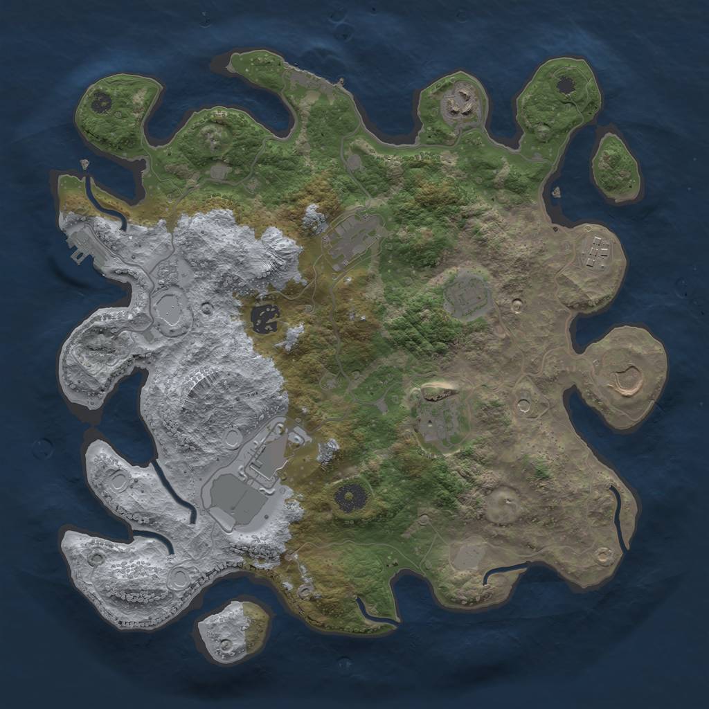 Rust Map: Procedural Map, Size: 3500, Seed: 484158113, 17 Monuments
