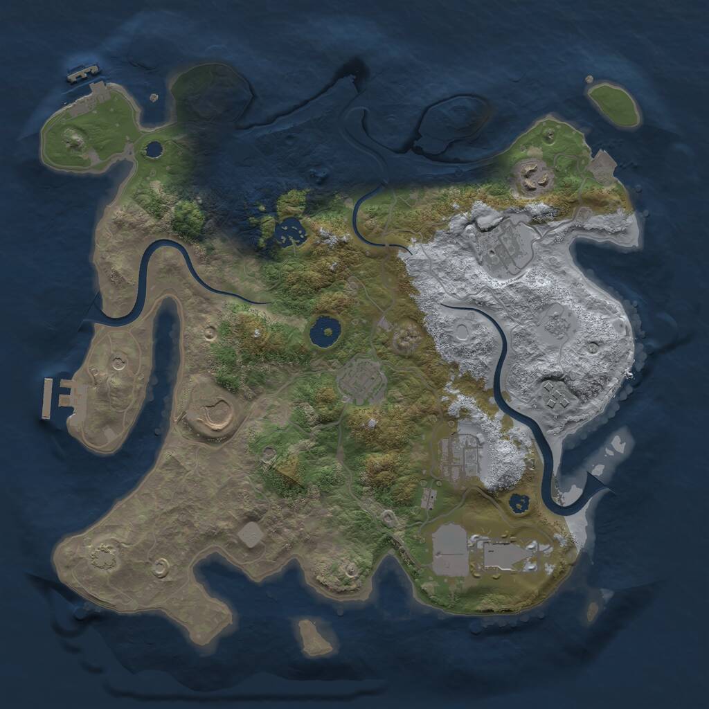 Rust Map: Procedural Map, Size: 3500, Seed: 791644794, 14 Monuments