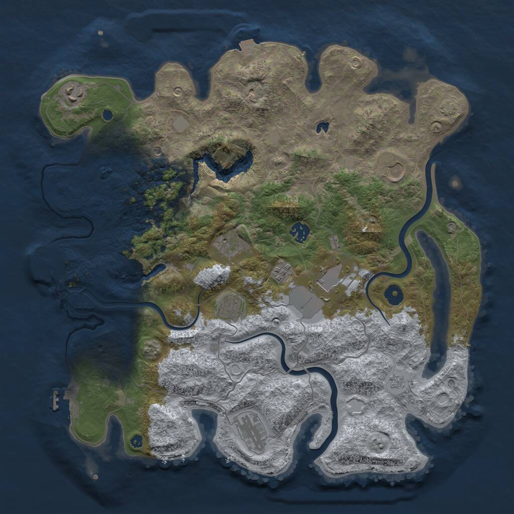 Rust Map: Procedural Map, Size: 4000, Seed: 2020712988, 14 Monuments