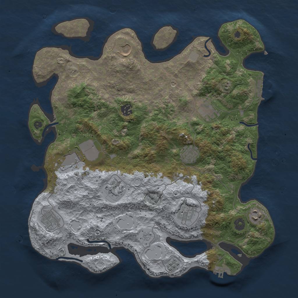 Rust Map: Procedural Map, Size: 3750, Seed: 170295091, 19 Monuments