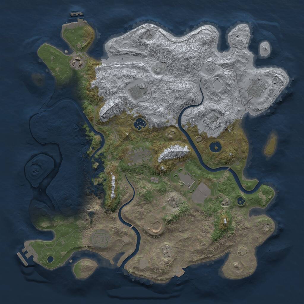 Rust Map: Procedural Map, Size: 3967, Seed: 13825, 16 Monuments