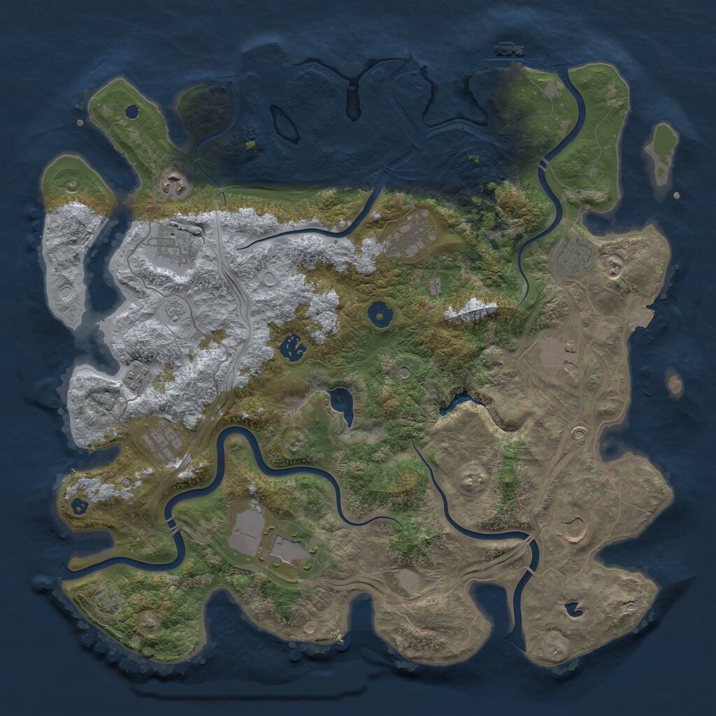 Rust Map: Procedural Map, Size: 4250, Seed: 1202463581, 16 Monuments