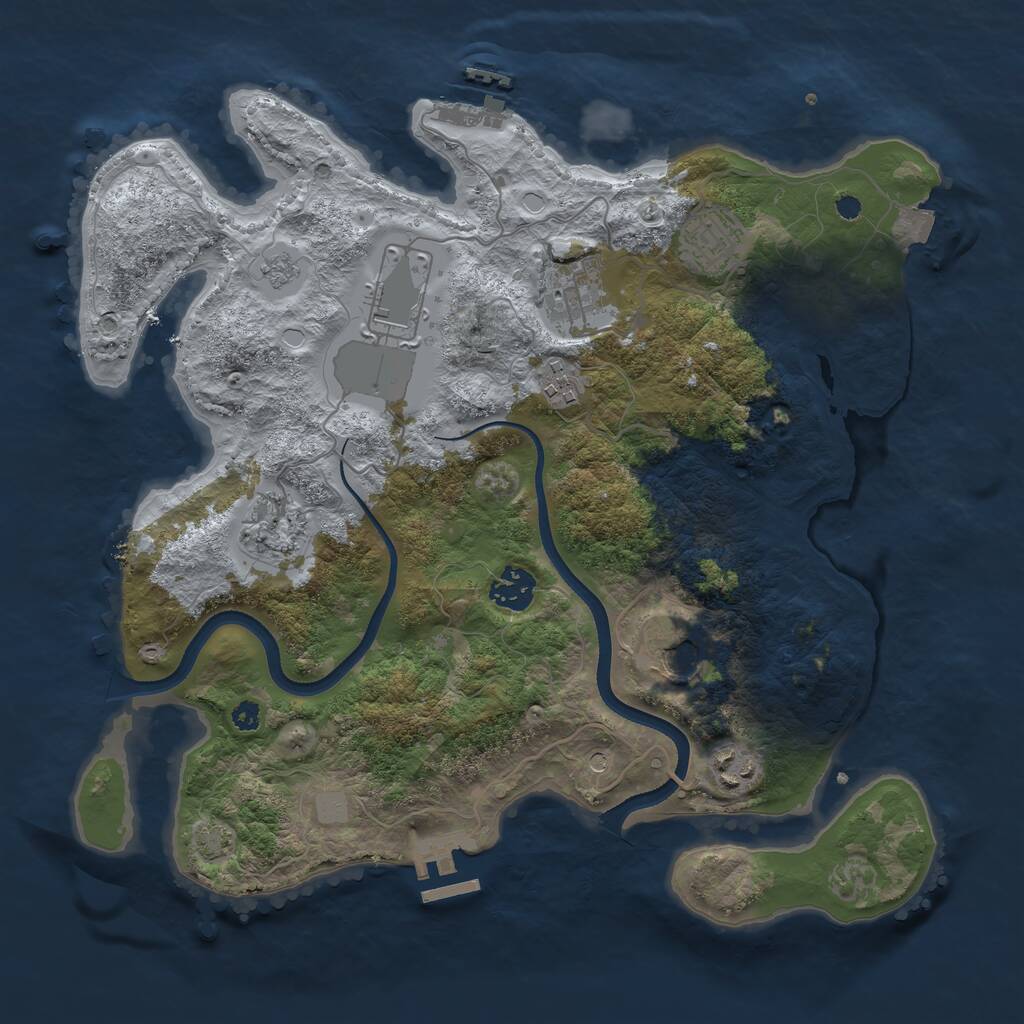 Rust Map: Procedural Map, Size: 3500, Seed: 1830757742, 14 Monuments