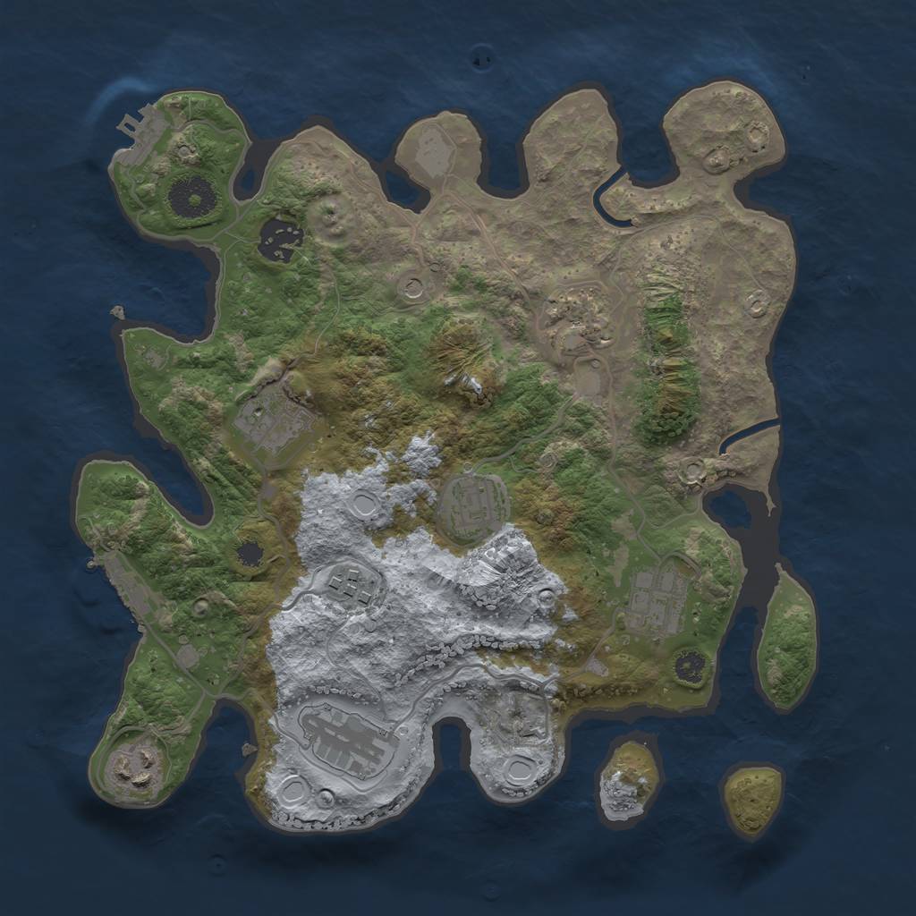 Rust Map: Procedural Map, Size: 3100, Seed: 653234, 16 Monuments