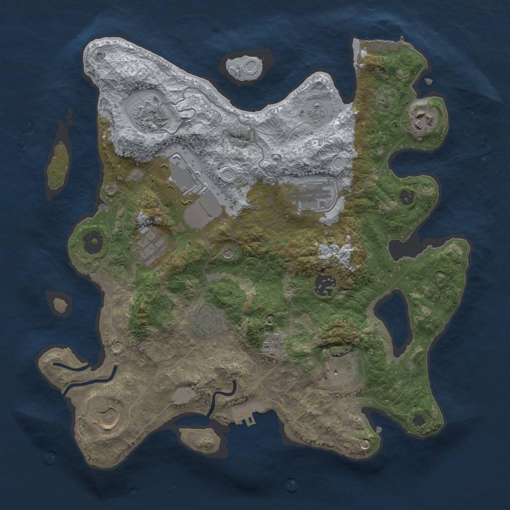 Rust Map: Procedural Map, Size: 3500, Seed: 2125036645, 19 Monuments