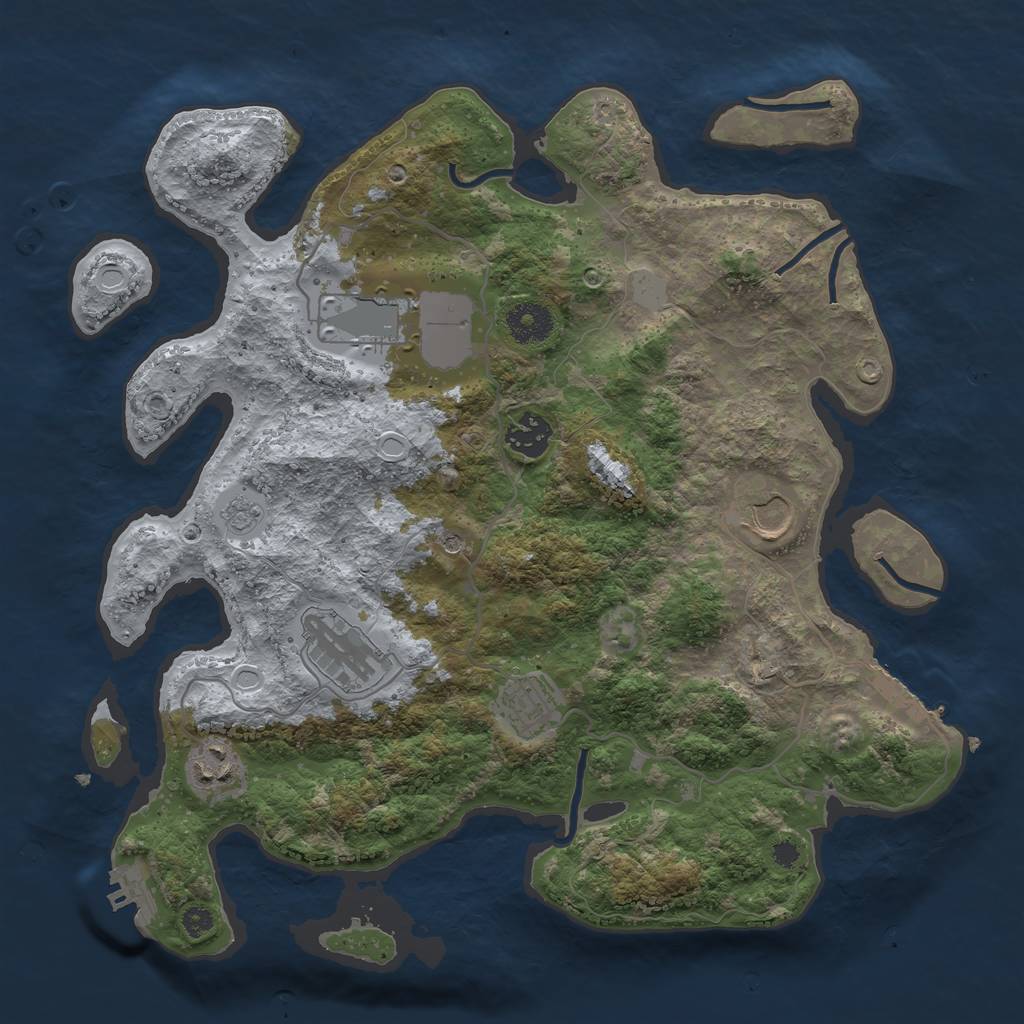 Rust Map: Procedural Map, Size: 3500, Seed: 4189586, 15 Monuments