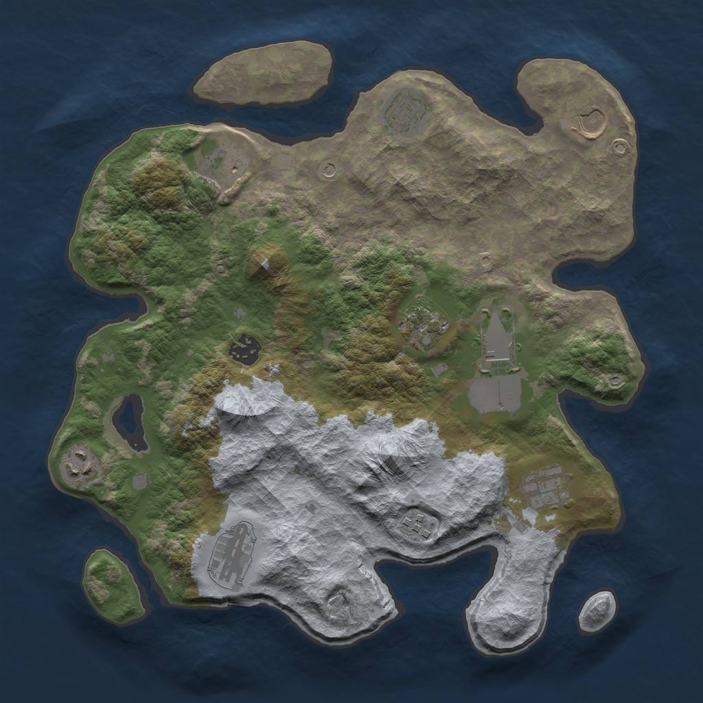 Rust Map: Barren, Size: 3500, Seed: 1932617195, 13 Monuments