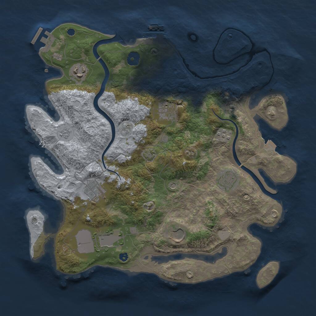 Rust Map: Procedural Map, Size: 3500, Seed: 150836663, 13 Monuments
