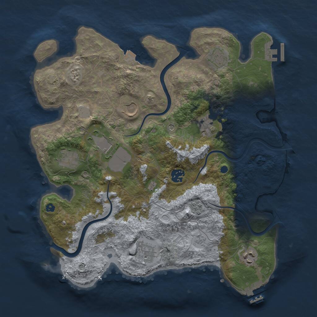 Rust Map: Procedural Map, Size: 3500, Seed: 1365261771, 15 Monuments