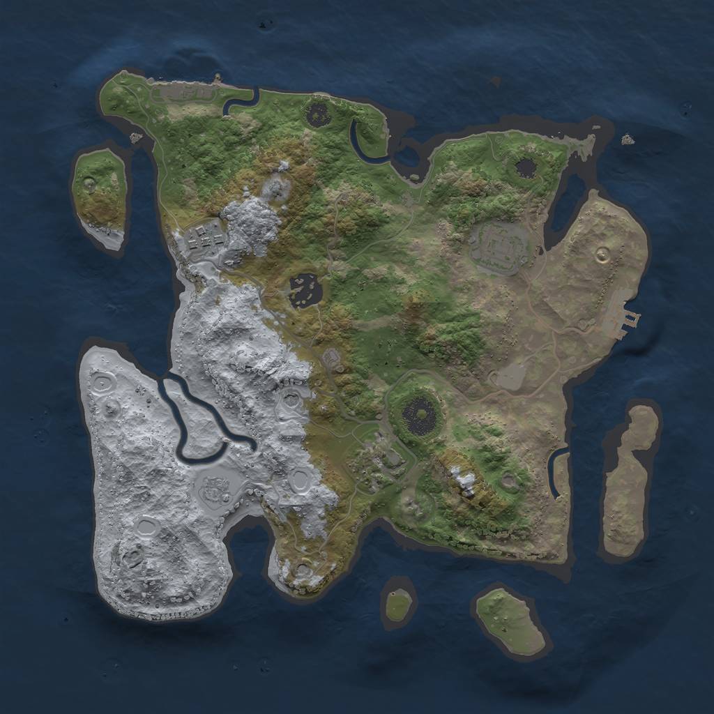 Rust Map: Procedural Map, Size: 3000, Seed: 29966, 13 Monuments