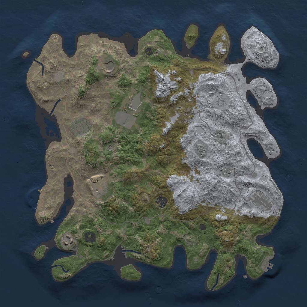 Rust Map: Procedural Map, Size: 4000, Seed: 1235259033, 18 Monuments