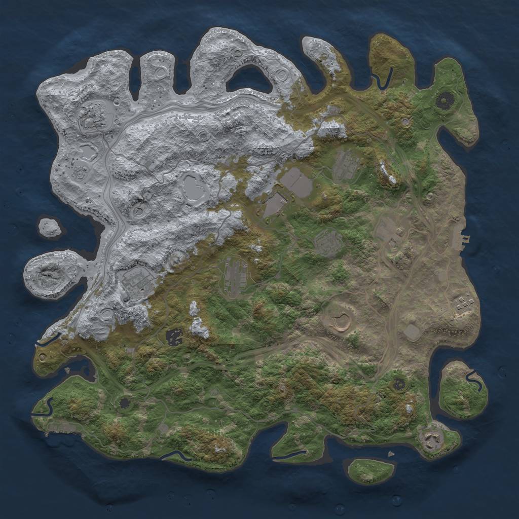 Rust Map: Procedural Map, Size: 4300, Seed: 1080551250, 20 Monuments