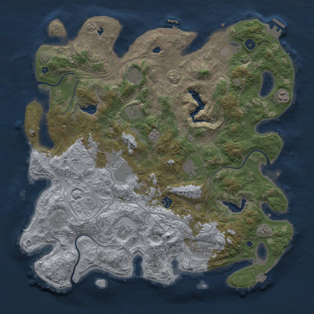 Rust Map: Procedural Map, Size: 4500, Seed: 679302, 16 Monuments