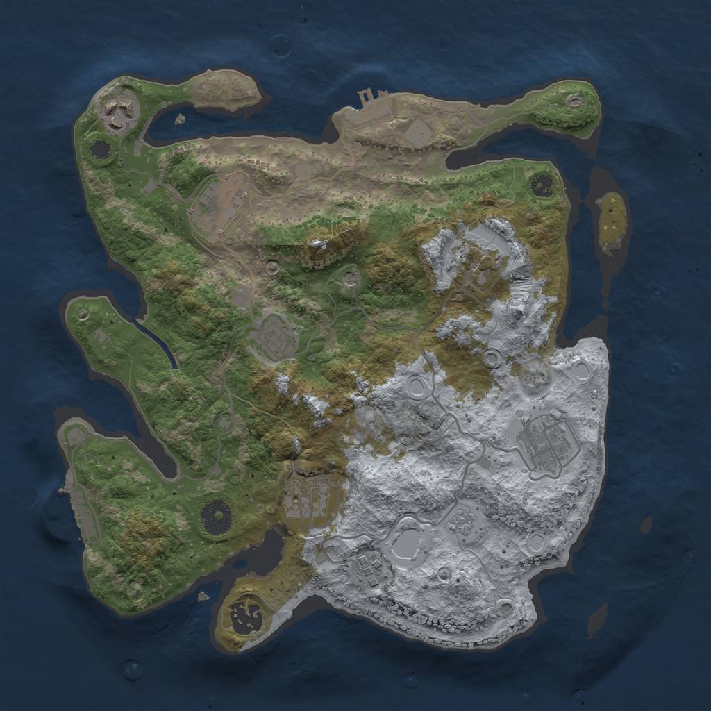 Rust Map: Procedural Map, Size: 3250, Seed: 461974755, 17 Monuments