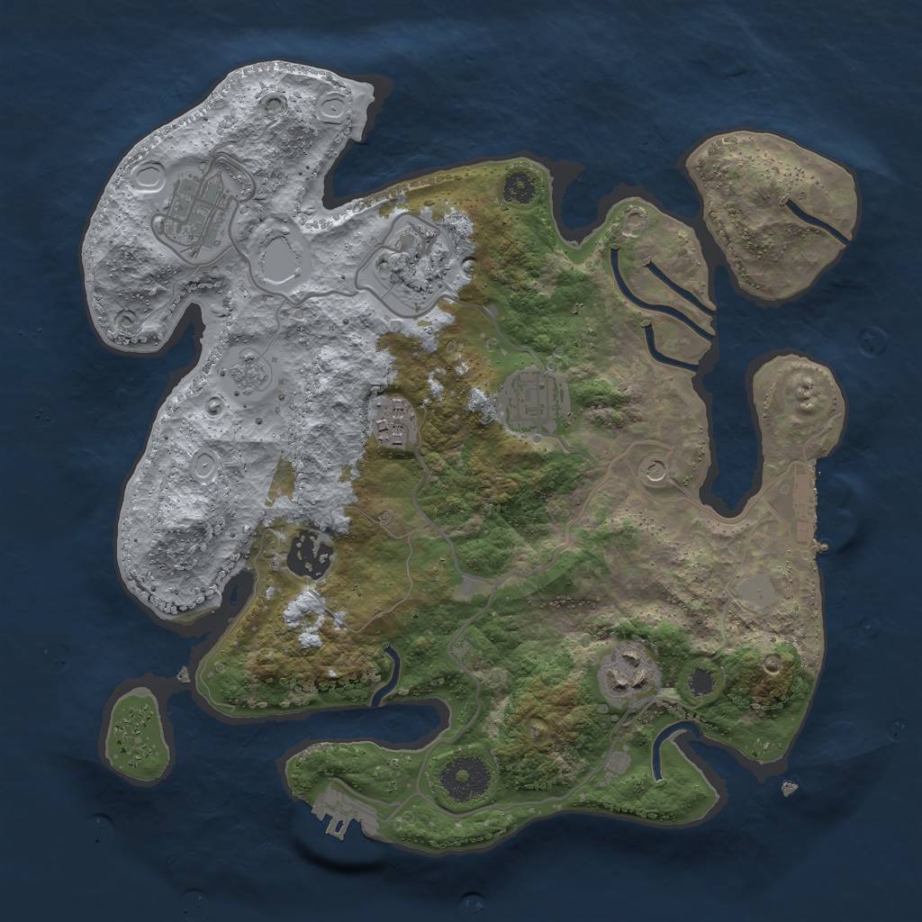 Rust Map: Procedural Map, Size: 3000, Seed: 79743, 13 Monuments