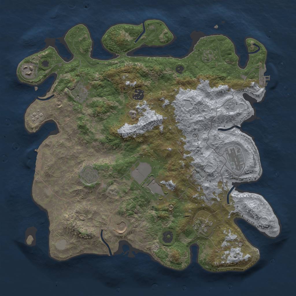 Rust Map: Procedural Map, Size: 3750, Seed: 370776910, 18 Monuments