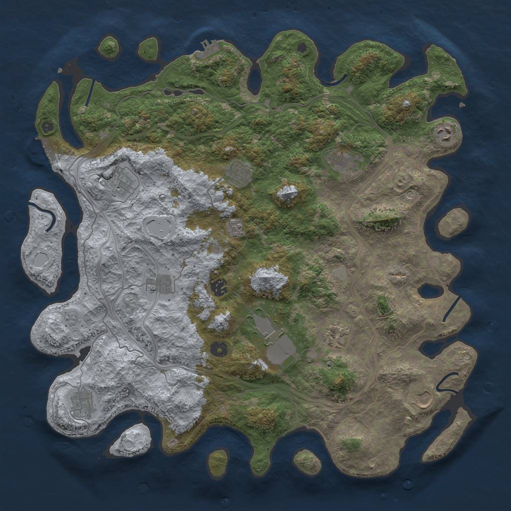 Rust Map: Procedural Map, Size: 4500, Seed: 1426750893, 20 Monuments