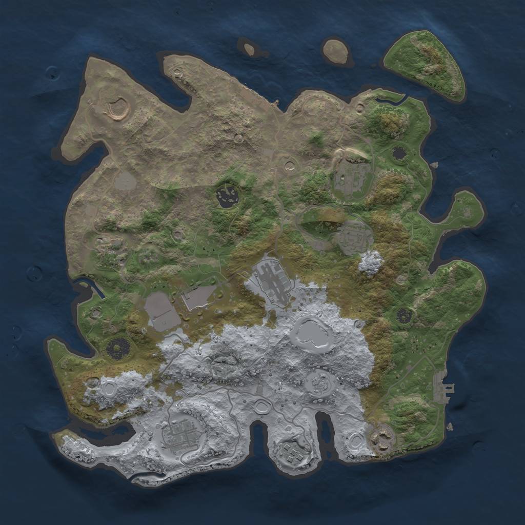 Rust Map: Procedural Map, Size: 3500, Seed: 700524333, 17 Monuments