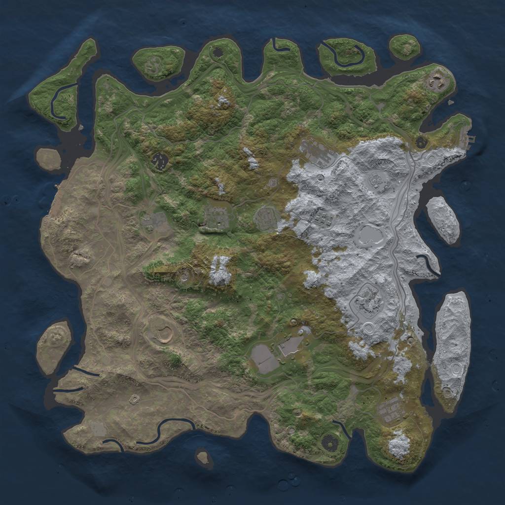 Rust Map: Procedural Map, Size: 4500, Seed: 2085230644, 20 Monuments