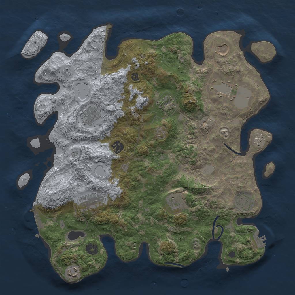 Rust Map: Procedural Map, Size: 3700, Seed: 2586285, 19 Monuments