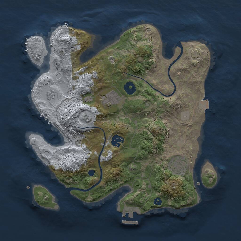 Rust Map: Procedural Map, Size: 3000, Seed: 1076863736, 8 Monuments