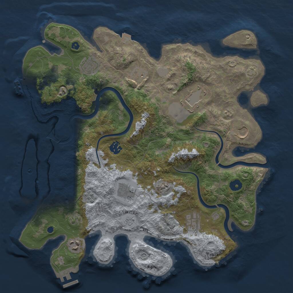 Rust Map: Procedural Map, Size: 3700, Seed: 352484437, 15 Monuments
