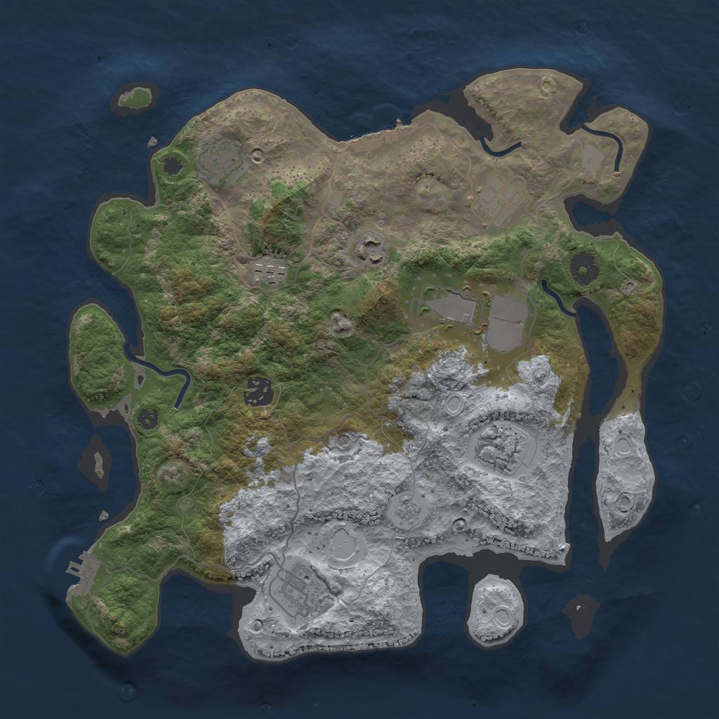 Rust Map: Procedural Map, Size: 3500, Seed: 75277, 17 Monuments