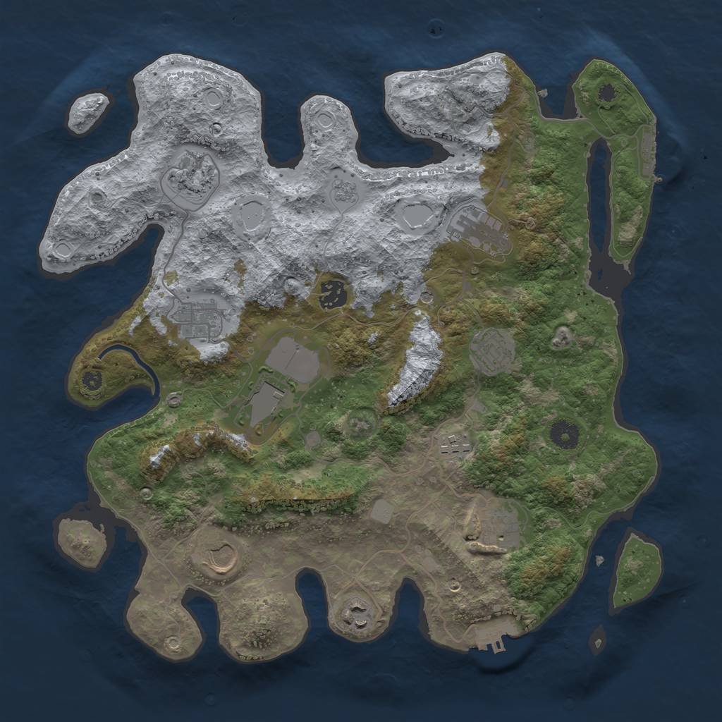 Rust Map: Procedural Map, Size: 3700, Seed: 1421037425, 17 Monuments