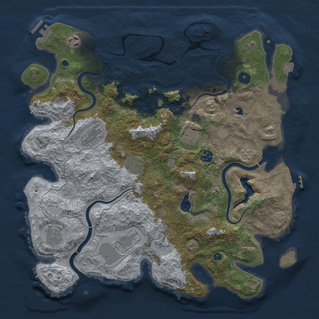 Rust Map: Procedural Map, Size: 4000, Seed: 1205471314, 15 Monuments