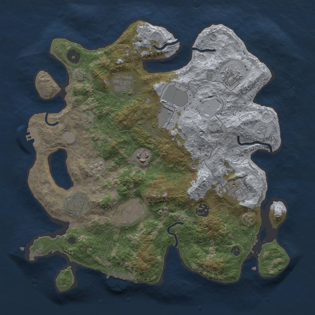 Rust Map: Procedural Map, Size: 3500, Seed: 2044179388, 17 Monuments