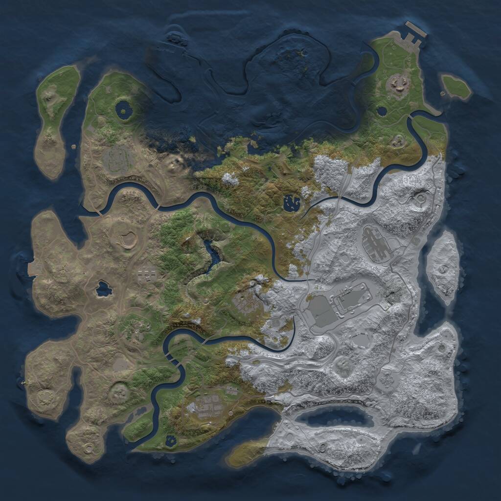 Rust Map: Procedural Map, Size: 4250, Seed: 23974186, 16 Monuments