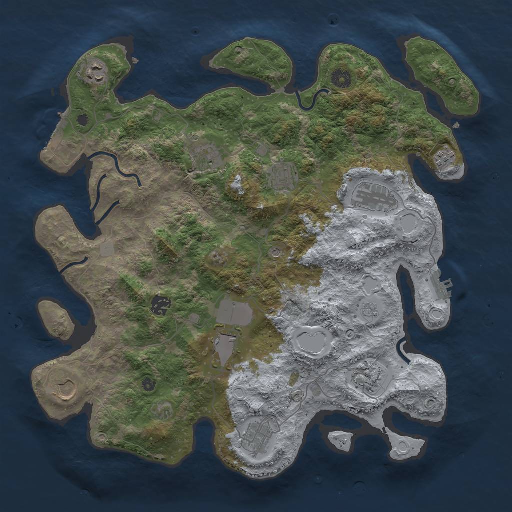 Rust Map: Procedural Map, Size: 3800, Seed: 92532058, 19 Monuments