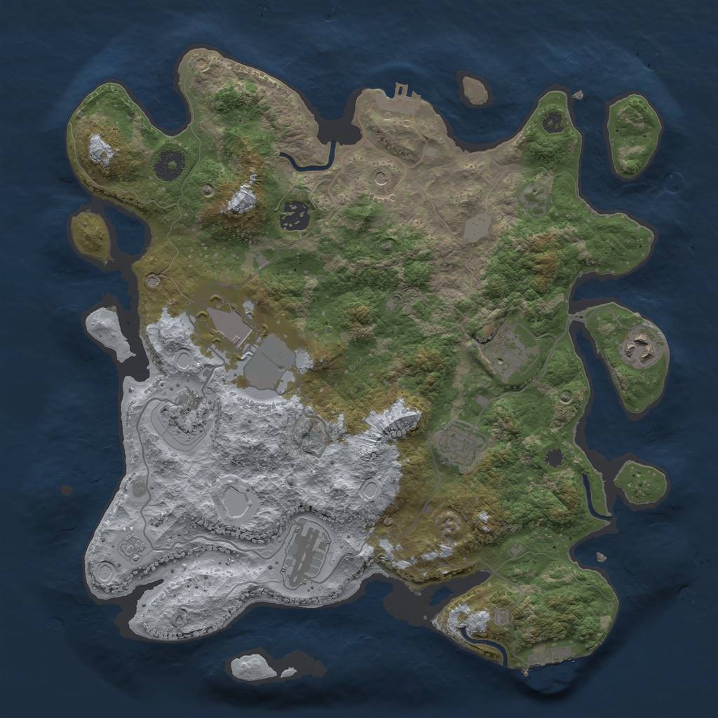 Rust Map: Procedural Map, Size: 3500, Seed: 262286158, 16 Monuments