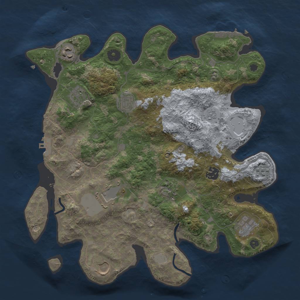 Rust Map: Procedural Map, Size: 3500, Seed: 1701014358, 18 Monuments
