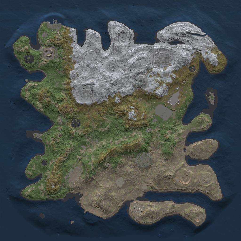 Rust Map: Procedural Map, Size: 3700, Seed: 1780879340, 18 Monuments