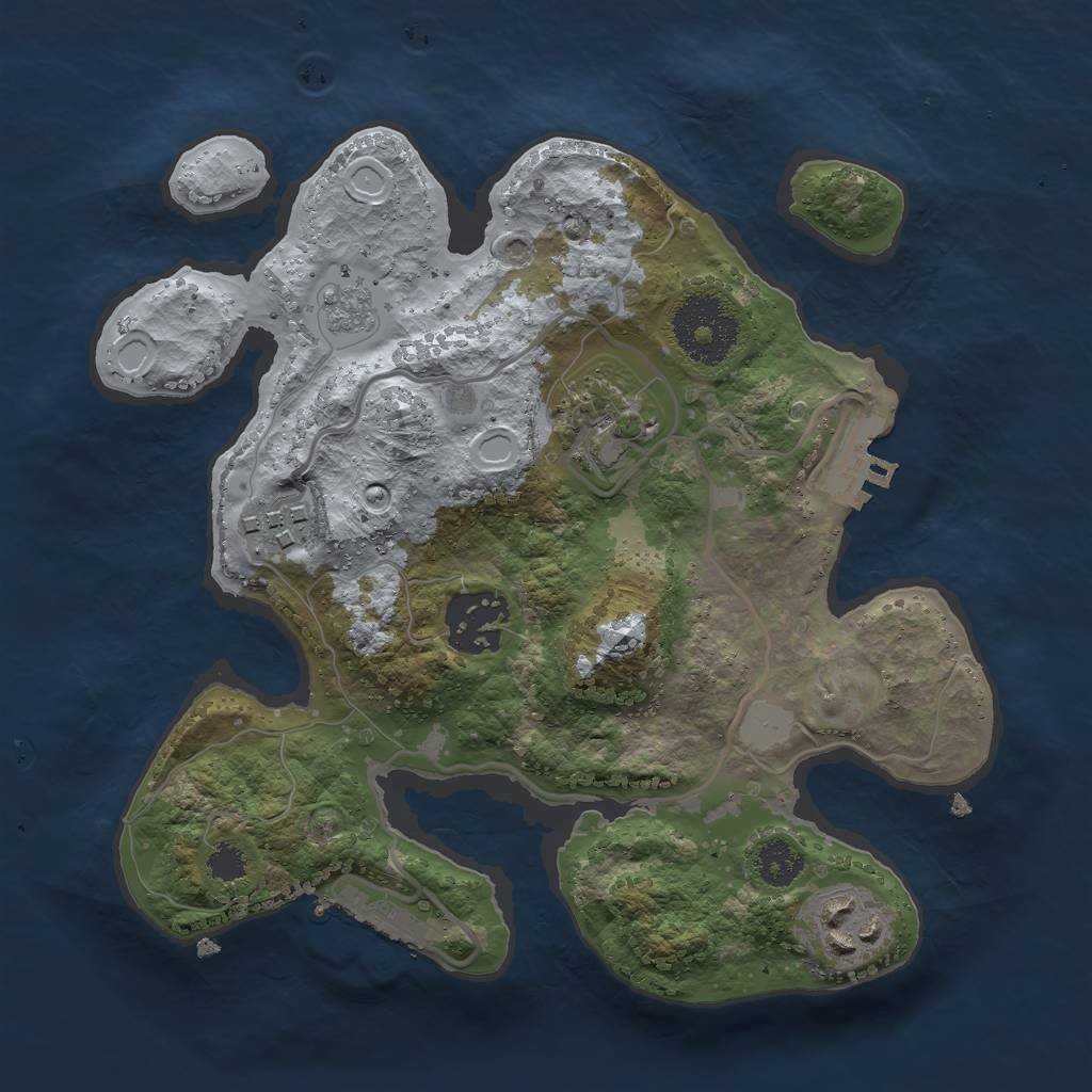 Rust Map: Procedural Map, Size: 2500, Seed: 345435, 10 Monuments