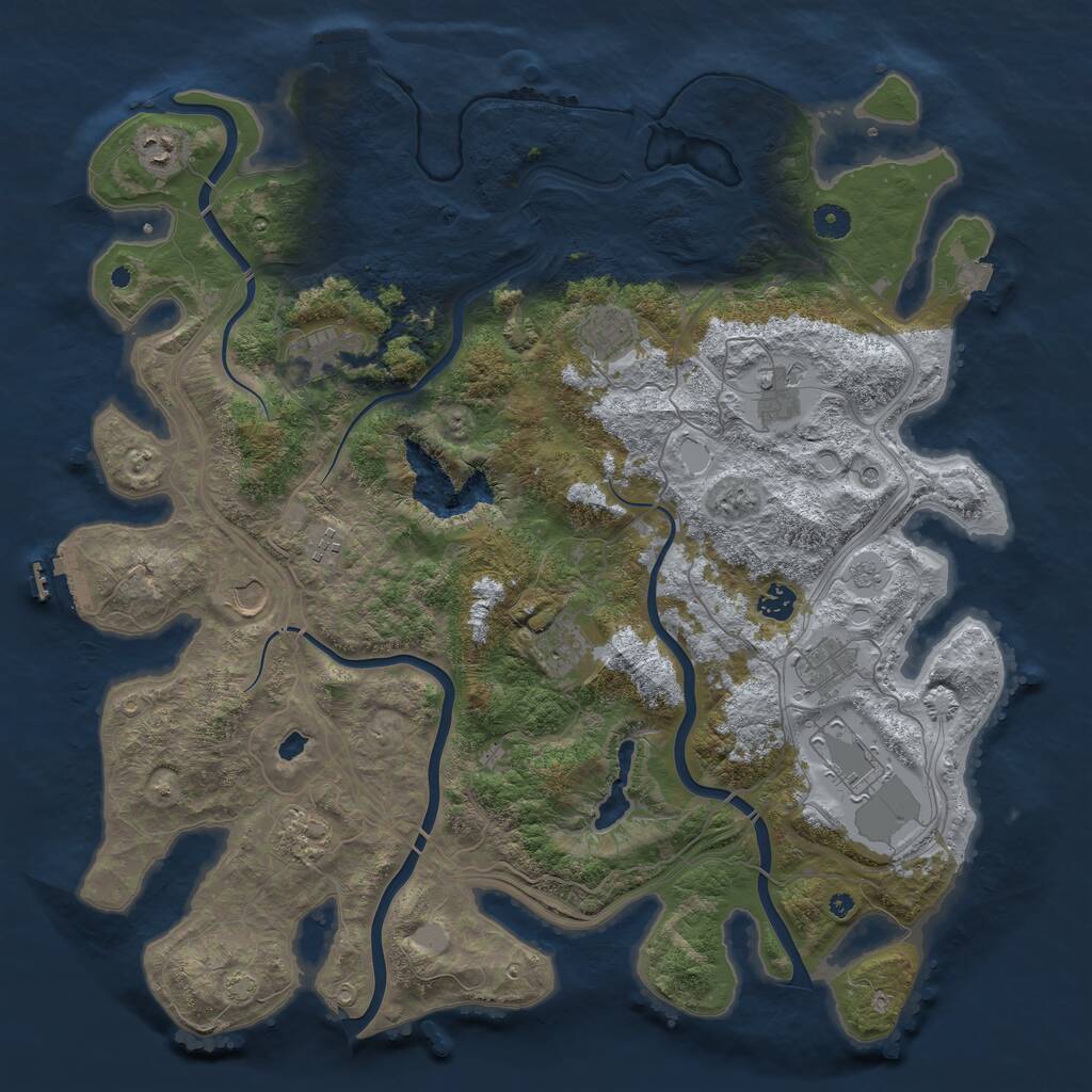 Rust Map: Procedural Map, Size: 4476, Seed: 100000, 17 Monuments