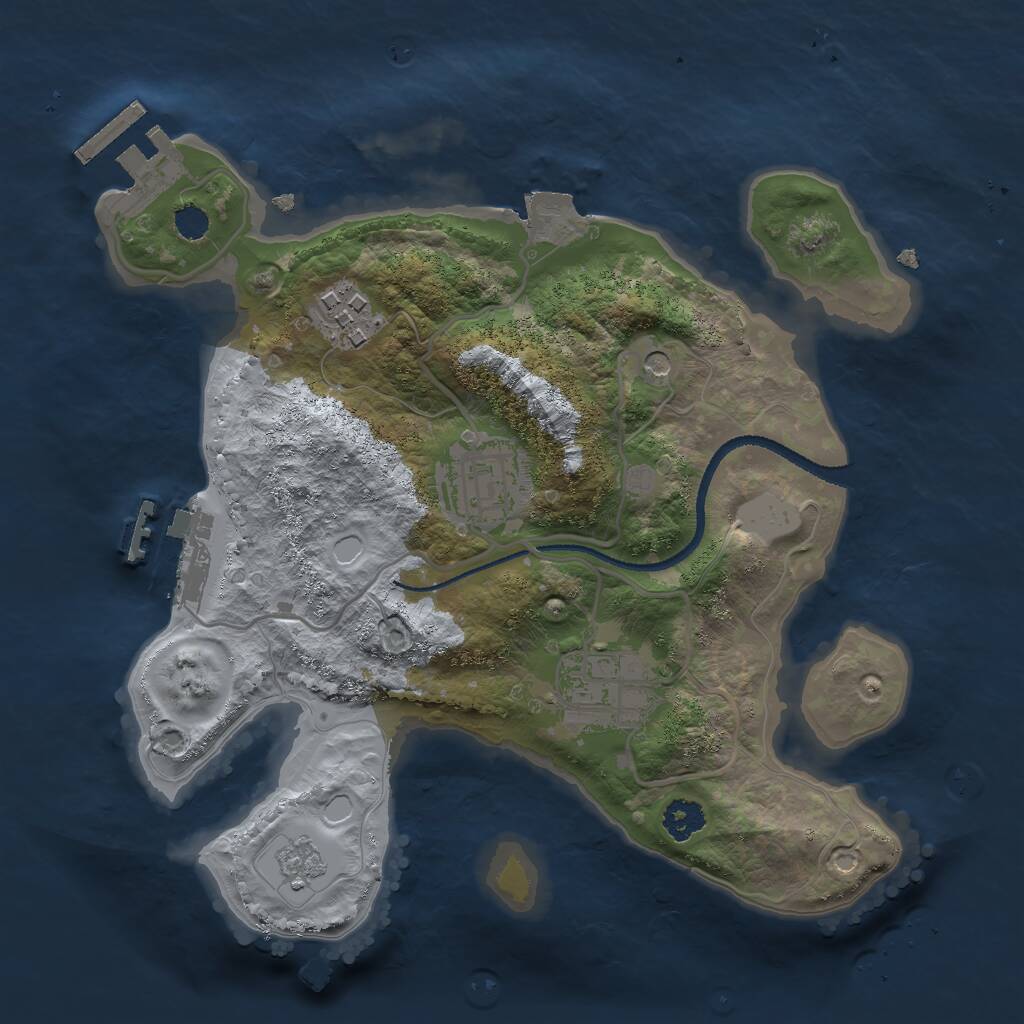 Rust Map: Procedural Map, Size: 2500, Seed: 223311, 8 Monuments