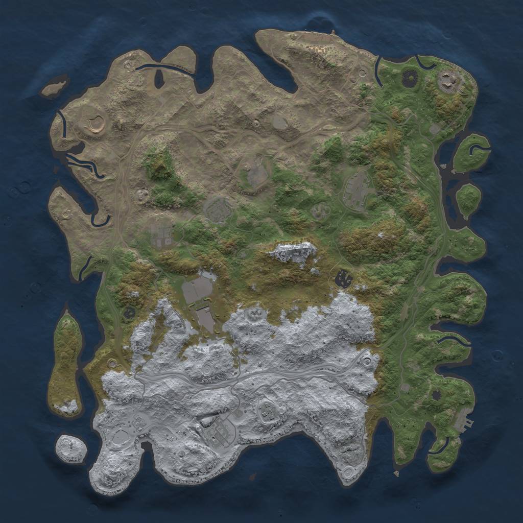 Rust Map: Procedural Map, Size: 4500, Seed: 101133316, 19 Monuments